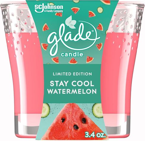 جرة شمعة Glade، معطر جو، ابق باردًا بالبطيخ، 3.4 أونصة in Kuwait