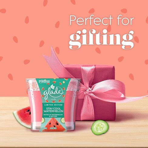 جرة شمعة Glade، معطر جو، ابق باردًا بالبطيخ، 3.4 أونصة in Kuwait