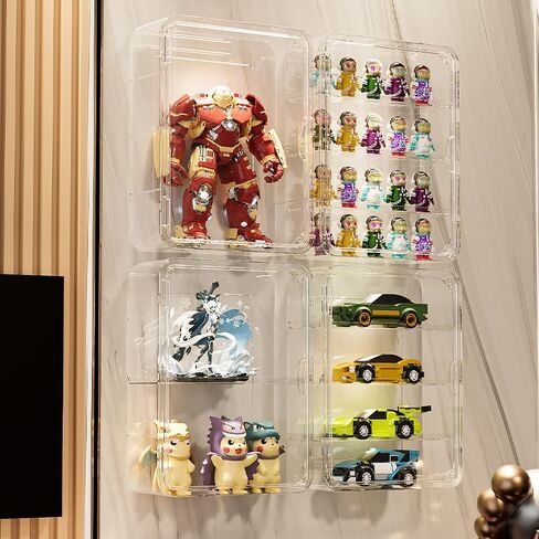 3 Tiers Clear Display Case for Figures, Acrylic Storage Organizers Box with Magnetic Door, Wall-Mounted Dustproof Showcase for Collectibles Action Figure in Saudi Arabia