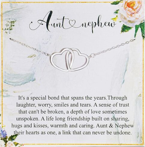 RareLove هدايا العمة من ابن أخ، عمة وابن أخ هدايا للعمة من ابن أخ 925 الفضة الاسترليني إنفينيتي المتشابكة قلادة القلب المزدوج عمة ابن أخ هدية قلادة عيد ميلاد العمة in Kuwait