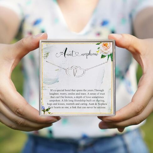 RareLove هدايا العمة من ابن أخ، عمة وابن أخ هدايا للعمة من ابن أخ 925 الفضة الاسترليني إنفينيتي المتشابكة قلادة القلب المزدوج عمة ابن أخ هدية قلادة عيد ميلاد العمة in Kuwait