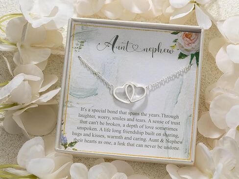 RareLove هدايا العمة من ابن أخ، عمة وابن أخ هدايا للعمة من ابن أخ 925 الفضة الاسترليني إنفينيتي المتشابكة قلادة القلب المزدوج عمة ابن أخ هدية قلادة عيد ميلاد العمة in Kuwait