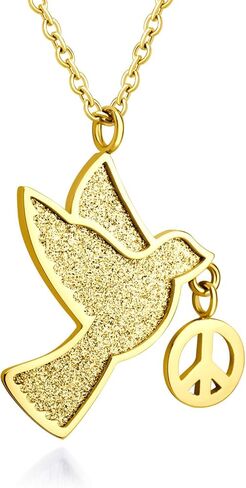 555Jewelry الفولاذ المقاوم للصدأ سباركلي حمامة والسلام قلادة سحر للنساء والفتيات in Kuwait