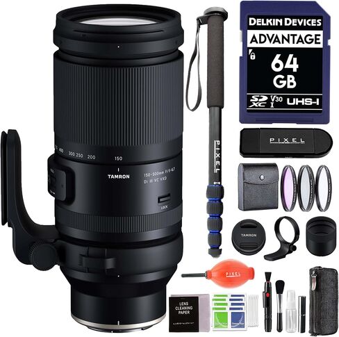 عدسة Tamron مقاس 150-500 مم f/5-6.7 Di III VC VXD لحامل Nikon Z مع ملحقات متقدمة وحزمة سفر | AFA057Z-700 | تامرون 150-500 ملم لكاميرا نيكون Z in Kuwait
