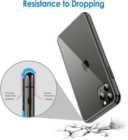 JETech Case for iPhone 11 Pro Max 6.5-Inch, Non-Yellowing Shockproof Phone Bumper Cover, Anti-Scratch Clear Back (Clear) in Kuwait