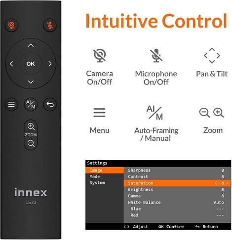 Innex C831 180° Panoramic 4K Wide Angle Webcam with Microphone, AI Facial Tracking for Windows, Mac, Easy Setup Conference Room Camera with Flexible View Angle for Meeting Room, Huddle Space | AI Facial Tracking, Easy Setup, Flexible View Angle, Conferenc in Saudi Arabia