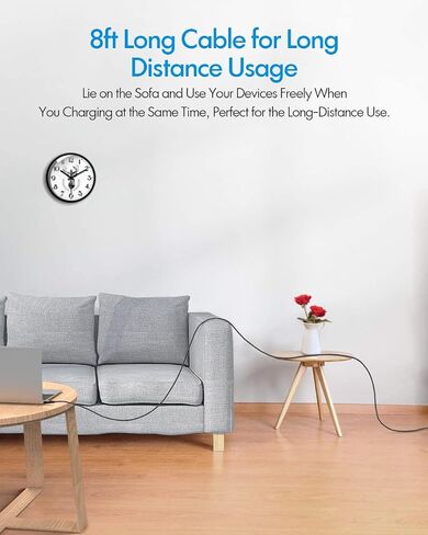 [10ft 2-Pack] Long USB C to USB C Cable Fast Charging 60W, PD Type C Charger Cord Nylon Compatible with Samsung Galaxy S23 S22 S21 S21+ S20 FE Note 20 Ultra Plus A80 5G, Pixel 7 6 Pro 6a 5 4 3 3a 2 XL in Kuwait