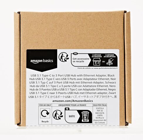 Amazon Basics USB 3.1 Type-C إلى 3 منافذ USB Hub مع محول إيثرنت - أسود، 5 عبوات in Saudi Arabia