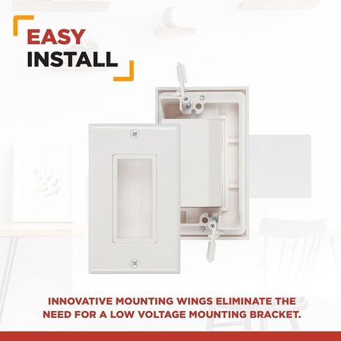 لوحة حائط كابل ذات جهد منخفض مجوفة من نقطة المشتري، منفذ سهل التركيب لإخفاء وتمرير أسلاك التكنولوجيا من خلال HDMI والتلفزيون والفيديو والصوت والشبكة وأسلاك السماعات وغطاء خافي العيوب (عبوتان) in Kuwait