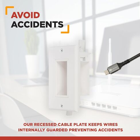 لوحة حائط كابل ذات جهد منخفض مجوفة من نقطة المشتري، منفذ سهل التركيب لإخفاء وتمرير أسلاك التكنولوجيا من خلال HDMI والتلفزيون والفيديو والصوت والشبكة وأسلاك السماعات وغطاء خافي العيوب (عبوتان) in Kuwait