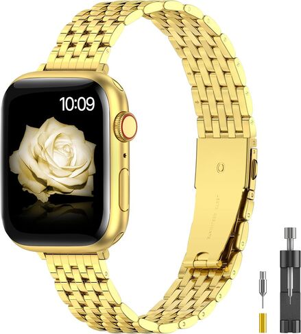 TISIMO for Apple Watch Band 38mm 40mm 41mm 42mm 44mm 45mm Series 9 8 7 6 5 4 3 2 1 SE SE2 Women and Men,Classic Stainless Steel Metal Watchband for iWatch Bands,Pretty Shiny Look in Saudi Arabia