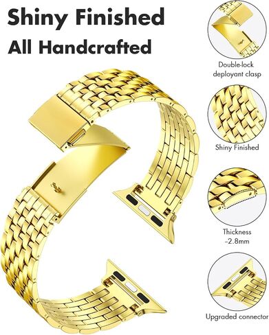 TISIMO for Apple Watch Band 38mm 40mm 41mm 42mm 44mm 45mm Series 9 8 7 6 5 4 3 2 1 SE SE2 Women and Men,Classic Stainless Steel Metal Watchband for iWatch Bands,Pretty Shiny Look in Saudi Arabia