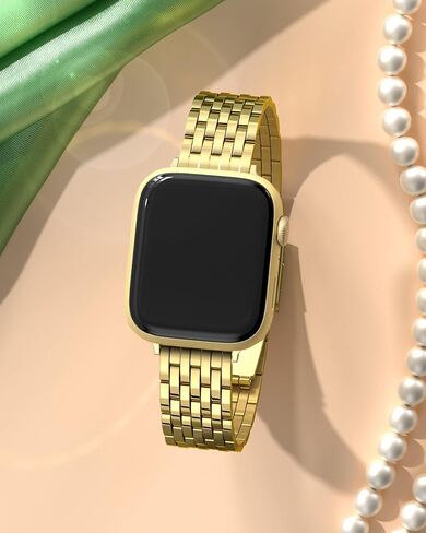 TISIMO for Apple Watch Band 38mm 40mm 41mm 42mm 44mm 45mm Series 9 8 7 6 5 4 3 2 1 SE SE2 Women and Men,Classic Stainless Steel Metal Watchband for iWatch Bands,Pretty Shiny Look in Saudi Arabia