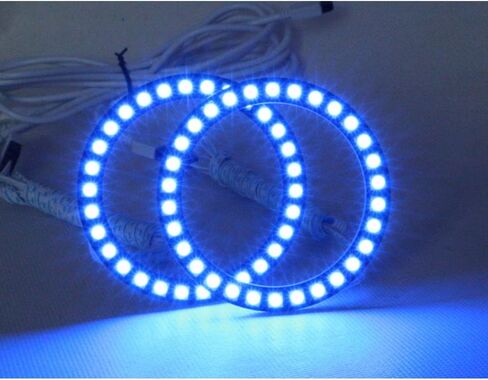 QiuKo 4pcs 60mm RGB Halo Rings Headlight Car Angel Eyes Motorcycle with 24 Keys Controller in Saudi Arabia
