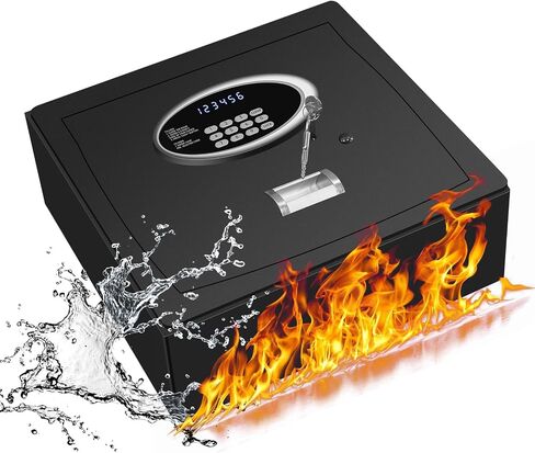 0.8 Cu Ft Small Desk Drawer Safe Box with LCD Screen-Electronic Digital Keypad Hidden Key Lock Fireproof Safety Box Personal Home Security Box For Cash Handgun Jewelry Document, LED Lighting in Saudi Arabia