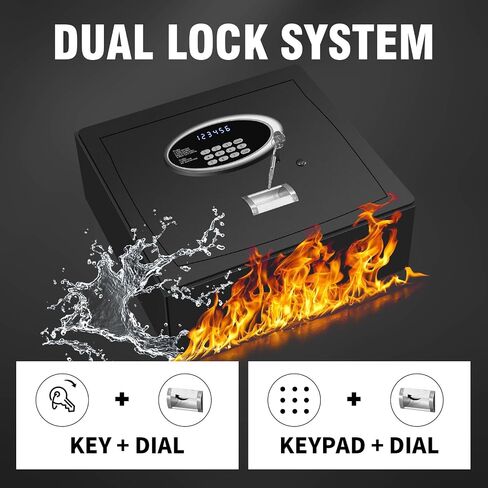 0.8 Cu Ft Small Desk Drawer Safe Box with LCD Screen-Electronic Digital Keypad Hidden Key Lock Fireproof Safety Box Personal Home Security Box For Cash Handgun Jewelry Document, LED Lighting in Saudi Arabia