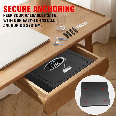 0.8 Cu Ft Small Desk Drawer Safe Box with LCD Screen-Electronic Digital Keypad Hidden Key Lock Fireproof Safety Box Personal Home Security Box For Cash Handgun Jewelry Document, LED Lighting in Saudi Arabia