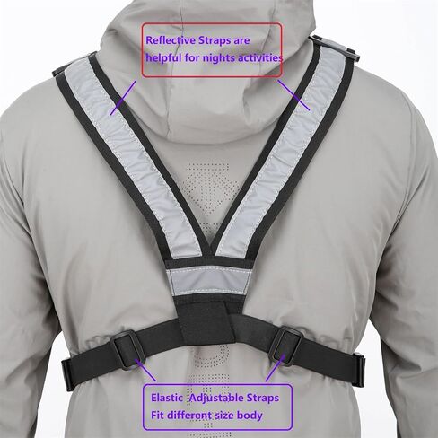 koculemi متعددة الاستخدامات حقيبة الصدر سترة تلاعب لراديو اتجاهين لاسلكي تخاطب العالمي الأيدي الحرة الجبهة الصدر حزمة الحقيبة لتشغيل مع حامل الهاتف حقيبة تسخير الهيب هوب (ترقية الأسود) in Kuwait