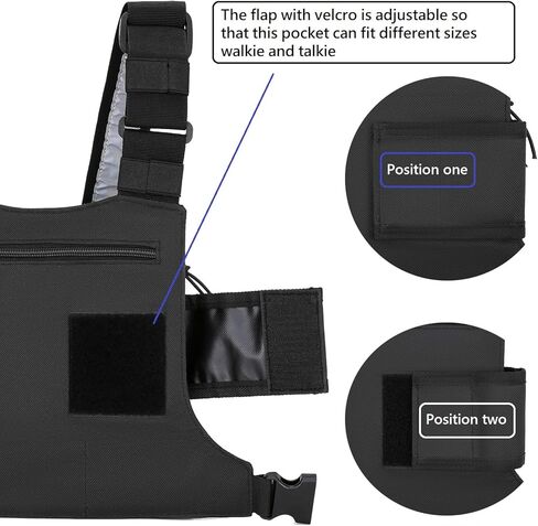 koculemi متعددة الاستخدامات حقيبة الصدر سترة تلاعب لراديو اتجاهين لاسلكي تخاطب العالمي الأيدي الحرة الجبهة الصدر حزمة الحقيبة لتشغيل مع حامل الهاتف حقيبة تسخير الهيب هوب (ترقية الأسود) in Kuwait
