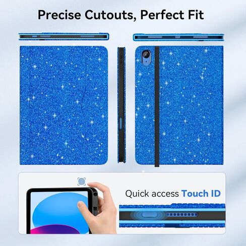 Zonefoker for iPad 10th Generation Case 2022, iPad 10 th Gen 10.9 inch Protective Cover with Pencil Holder, Multi-Angle Viewing Stand, Pocket Design, Folio Leather Cases for Women Men, Marble Blue in Saudi Arabia