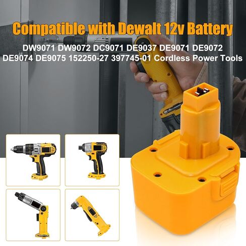 عبوتان [تمت ترقيتهما إلى 3600 مللي أمبير] بطارية بديلة DC9071 Ni-Mh متوافقة مع بطارية Dewalt 12V 3.6Ah DW9071 DW9071 DC9072 DE9037 DE9071 DE9072 DE9074 DE9075 بطاريات أدوات الطاقة اللاسلكية (أصفر) in Kuwait