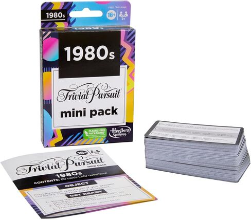 مجموعة بطاقات لعب Trivial Pursuit من 4 قطع - حزمة مع 4 عبوات صغيرة من Trivial Pursuit تتميز بوشوم الثمانينيات والعقد الأول من القرن الحادي والعشرين | حزم صغيرة من بطاقات السعي التافهة in Kuwait
