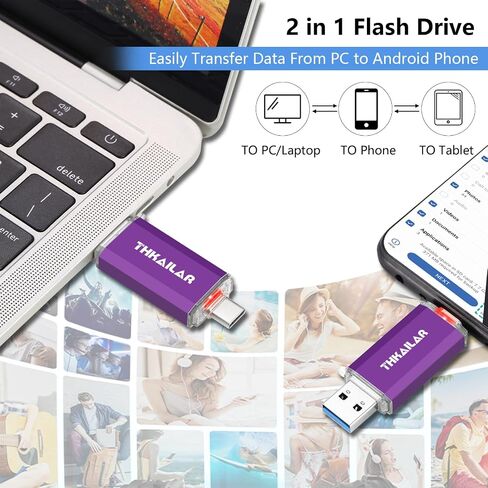 Thkailar USB C Flash Drive 256GB for Android Phone,Mac Pro,PC in Kuwait