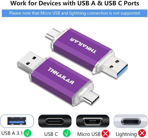 Thkailar USB C Flash Drive 256GB for Android Phone,Mac Pro,PC in Kuwait