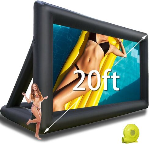 Yimukaka 30ft Outdoor Inflatable Movie Screen, No Seam Projector Screen with Air Blower, Support Front & Rear Projection in Kuwait