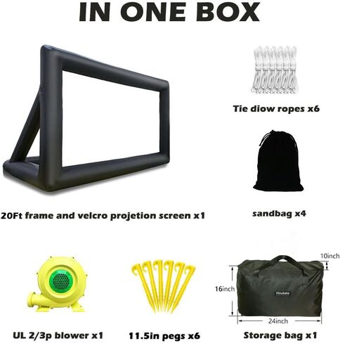 Yimukaka 30ft Outdoor Inflatable Movie Screen, No Seam Projector Screen with Air Blower, Support Front & Rear Projection in Kuwait