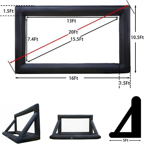 Yimukaka 30ft Outdoor Inflatable Movie Screen, No Seam Projector Screen with Air Blower, Support Front & Rear Projection in Kuwait