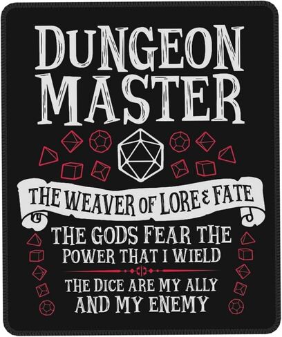 KEEHUA D-ungeon Master, The Weaver of Lore & Fate - D-ungeons & Dragons (White Text) Non-Slip Rubber Mousepad Gaming Mouse Pad with Stitched Edge 10x12 in in Saudi Arabia
