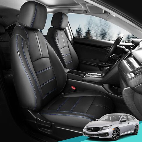 Honda Civic Seat Covers Full Set, Custom Fit 2016-2021 Civic Sedan EX-L,EX-T,EX,Touring,LX-P,Sport, Car Seats Cover Nappa Leather for Car, Waterproof Protector Seat Cushion BlackBlue in Kuwait