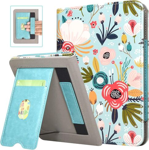 DMLuna Case for All-New Kindle 6" (11th Generation 2022 Release, Model C2V2L3), Hands Free Stand Durable Premium PU Leather Cover with Auto Sleep Wake Function, Hand Strap and Card Slot - Black in Kuwait