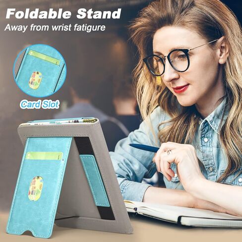 DMLuna Case for All-New Kindle 6" (11th Generation 2022 Release, Model C2V2L3), Hands Free Stand Durable Premium PU Leather Cover with Auto Sleep Wake Function, Hand Strap and Card Slot - Black in Kuwait