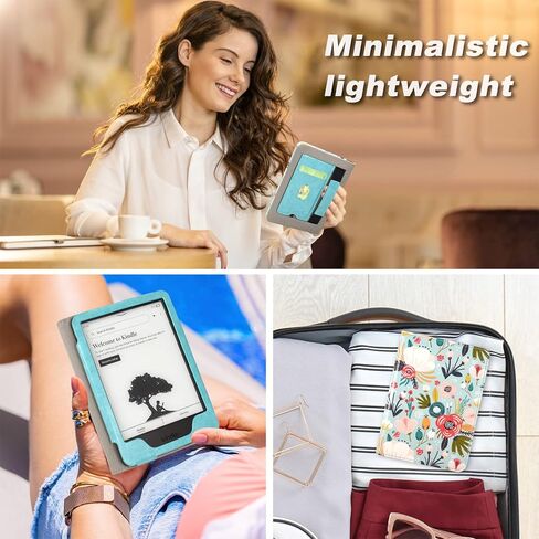 DMLuna Case for All-New Kindle 6" (11th Generation 2022 Release, Model C2V2L3), Hands Free Stand Durable Premium PU Leather Cover with Auto Sleep Wake Function, Hand Strap and Card Slot - Black in Kuwait