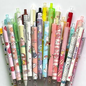 sencoo 12 pack Black Gel Pens Retractable Rollerball Pens Students Cute Stationery Office Pens Children Prize Cartoon Animal Pens