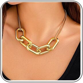 Chunky Gold Necklace for Women Chain Link Statement Necklaces Chunky Fashion Choker Necklace Punk Hip-hop Jewelry Gift