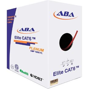 Elite Cat6 Plenum (CMP), Ethernet Cable 1000ft, Unshielded Twisted Pair (UTP) 23AWG, Solid Pure Bare Copper, 550MHz, UL Certified, Easy to Pull (Reelex II) Box, Bulk Networking Cable, Violet