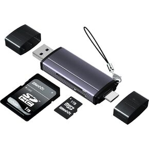 sunshot SD Card Reader for iPhone iPad Camera, Dual Card Slot Memory Card Reader Supports SD and TF Card Trail Camera Viewer SD Card Adapter Portable Micro Sd Card Reader Plug and Play