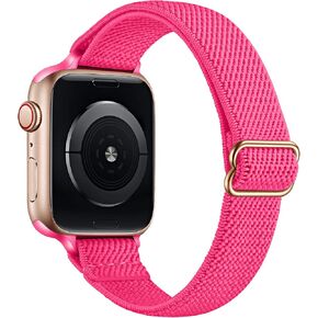 SICCIDEN Slim Stretchy Bands Compatible with Apple Watch Band 41mm 40mm 38mm, Women Elastics Nylon Thin Band Strap for iWatch SE2 SE Series 9 8 7 6 5 4 3 2 1 (Black/Rose Gold, 41mm 40mm 38mm)