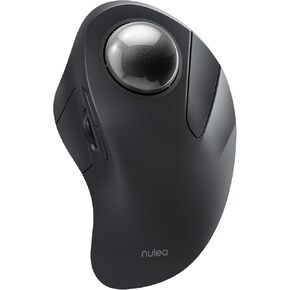 Wireless Trackball Mouse, Rechargeable Ergonomic Design, Index Finger Control with 5 Adjustable DPI, 3 Device Connection (Bluetooth or USB), Compatible for PC, Laptop, iPad, Mac, Windows, Android