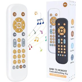 Orzbow Baby Remote Control Toy for 6 Months+ with Music, TV Remote Toy with Realistic Light and Sound - English, French and Spanish for Infant Play Remote Musical Toys, BPA Free, Black