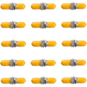 Duogaglia 200PC ST Fiber Optical Couplers Adapter Cable Barrel Connector ST to ST Bulkhead Fiber Coupler Singlemode, Yellow Cap