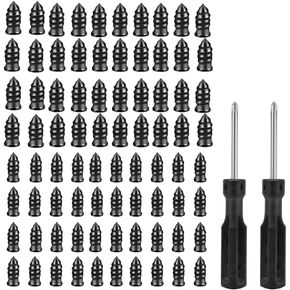 80PCS Tire Repair Rubber Nail Car Tire Repair Screw in Rubber Plug Nail Vacuum + Screwdriver Tool w/Box