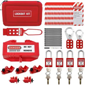 35- Pc Loto Kit,Portable Lockout Tagout Electrical Kit with Circuit Breaker Lockout,Plug Lockout,Hasp Lockout for Industrial Lockout Devices, Professional Padlock Kit (OSHA Compliant)
