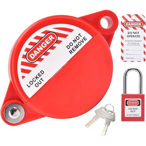 Gate Valve Lockout and Safety Padlock,1 Set,Valve Lockout Device for 1 to 2-1/2 inch Diameter Valve Handles,1 Piece Lockout Tagout Tags, Lock Device for Outside Garden Valve
