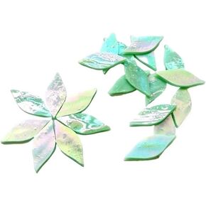 Mosaic Tiles 32pcs/24pcs Leaf Shaped Petal Stained Mosaic Tiles Glass Mosaic Tiles Glitter Crystal Mosaic Oval Translucent Mica Glass Art Craft Decoration
