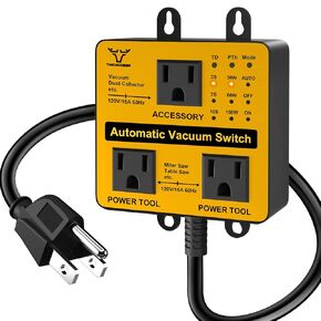 Automatic Vacuum Switch,TAICHODEER Autoswitch for More Power Tools,Automated Delay for Vacuum On/Off to Prevent Circuit Overload or Tripping,3-level Adjustable Actuation Threshold and Delay Time