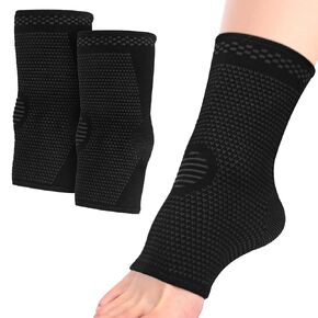 FYY Ankle Brace, 2 Pack Ankle Compression Sleeve for Injury Recovery & Joint Pain, Achilles Tendon Support, Reduce Swelling, Plantar Fasciitis Foot Socks with Arch Support for Women & Men (Large, Black)